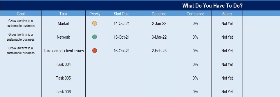 Tasks in the Goal Tracker 2.0